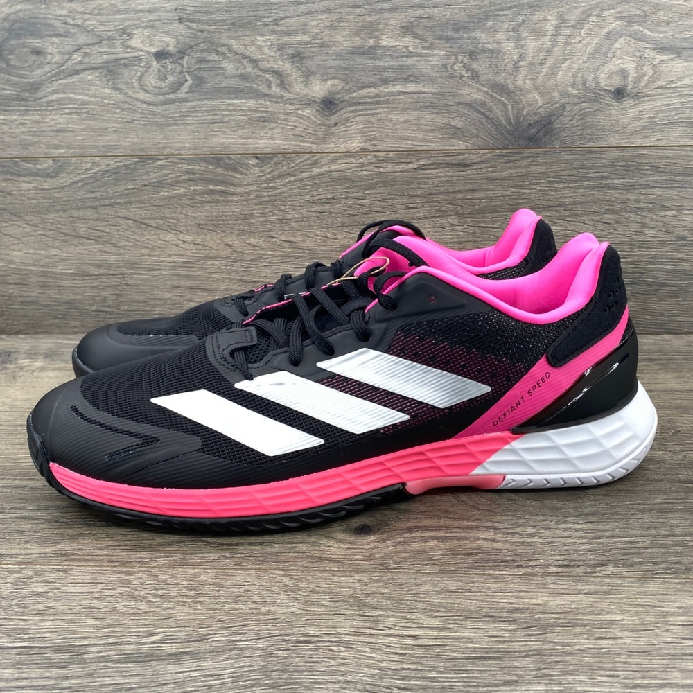 Adidas Defiant Speed 2 M Tennis Shoes Mens 12 Black Pink JH5139 Sneakers